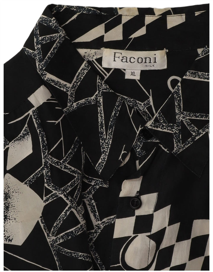 Ανδρικό πουκάμισο VINTAGE XL Μαύρο γεωμετρικό μετάξι