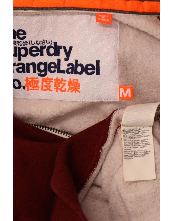 Ανδρικό πουλόβερ με κουκούλα με φερμουάρ SUPERDRY Βαμβακερό μεσαίο μπορντό