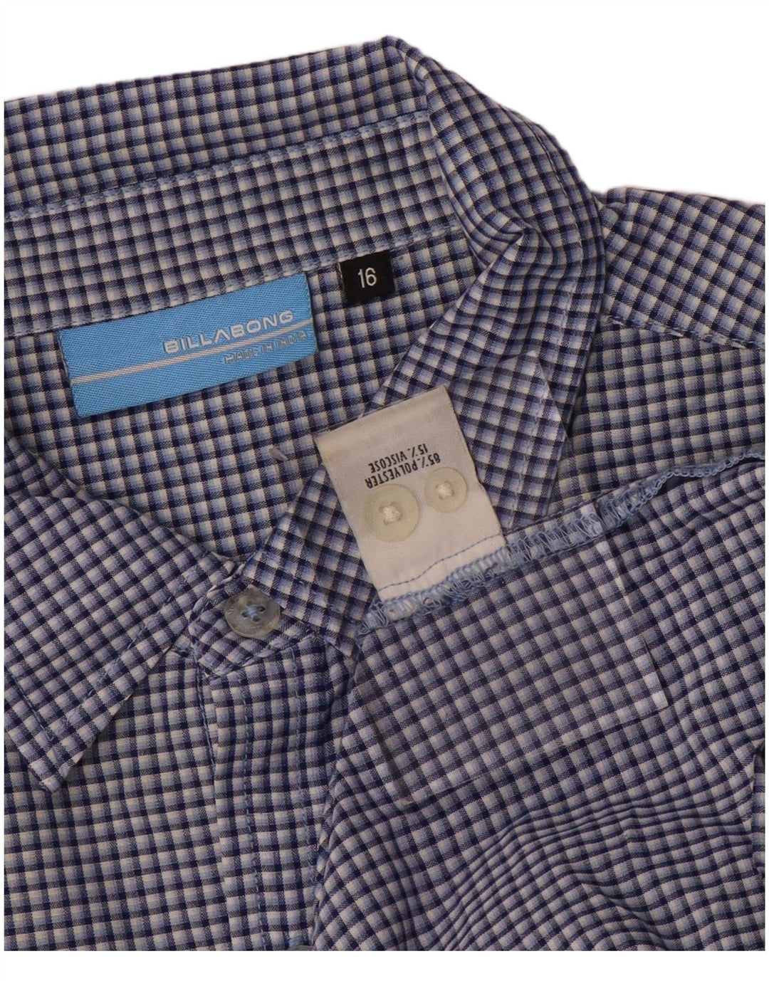 BILLABONG Αγόρια κοντομάνικο πουκάμισο 15-16 ετών Navy Blue Check Polyester