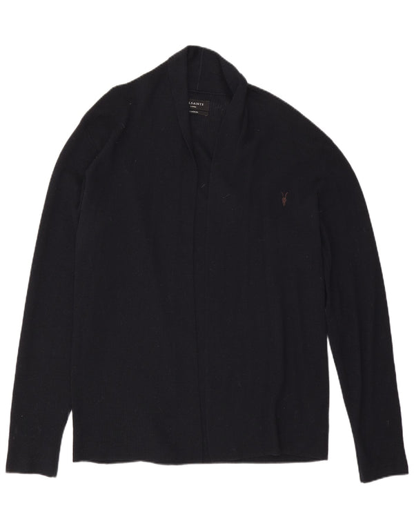 All Saints Γυναικεία ανοιχτή ζακέτα πουλόβερ UK 16 Large Navy Blue Μαλλί Merino