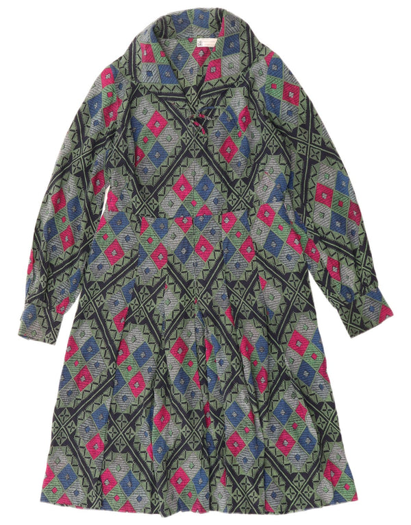 Vintage γυναικείο φόρεμα A-Line UK 12 Medium πολύχρωμο γεωμετρικό