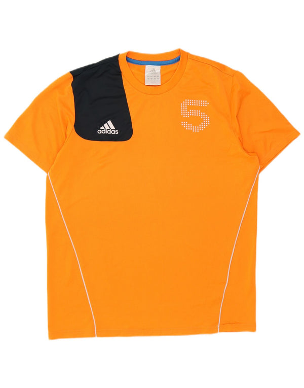 Ανδρικό γραφικό T-Shirt Adidas Top Large πορτοκαλί χρώματος πολυεστέρας
