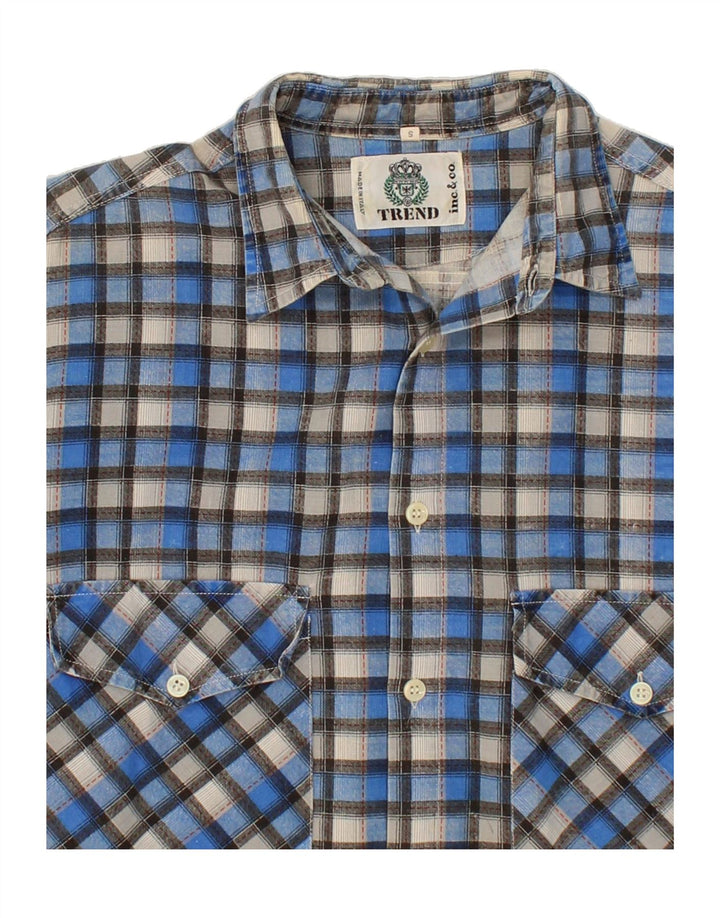 TREND Mens Shirt Small Blue Check Cotton Vintage Trend and Second-Hand Trend from Messina Hembry 