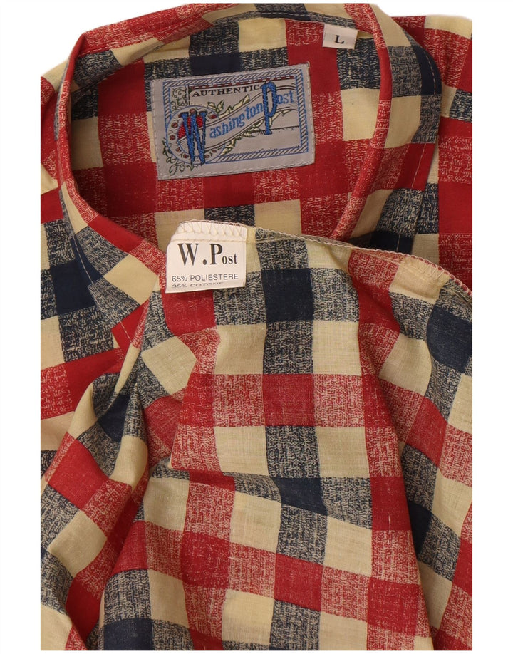 Vintage ανδρικό πουκάμισο μεγάλο κόκκινο Gingham Polyester