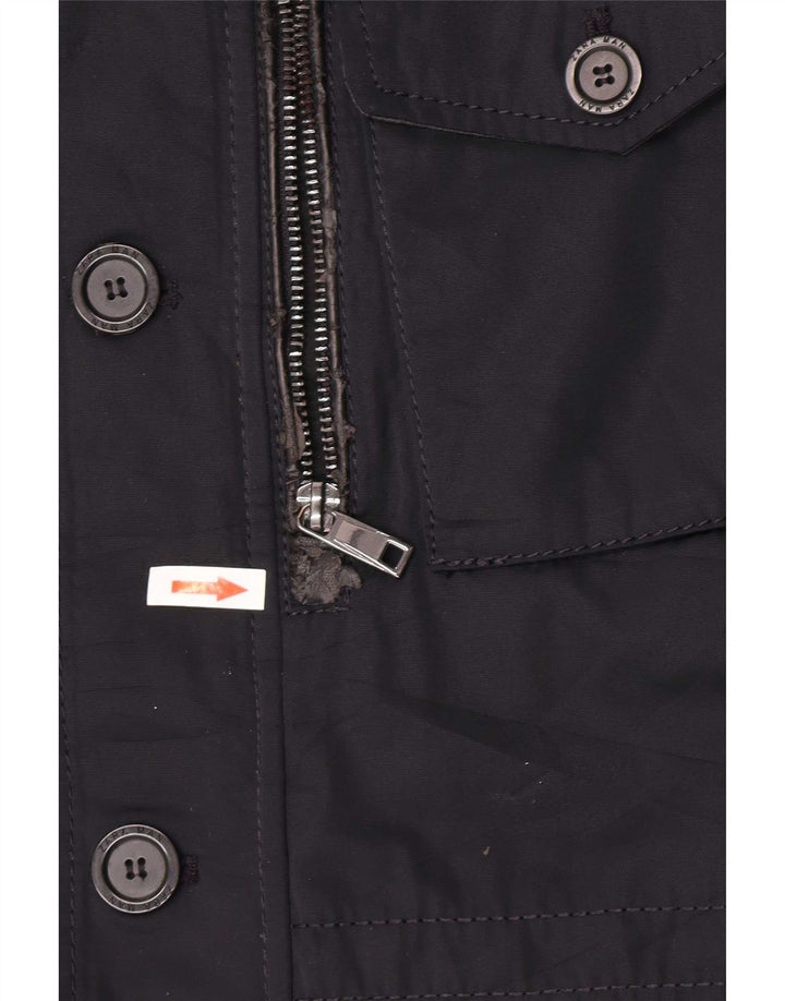 ZARA Ανδρικό Στρατιωτικό Μπουφάν UK 40 Large Navy Blue Polyester