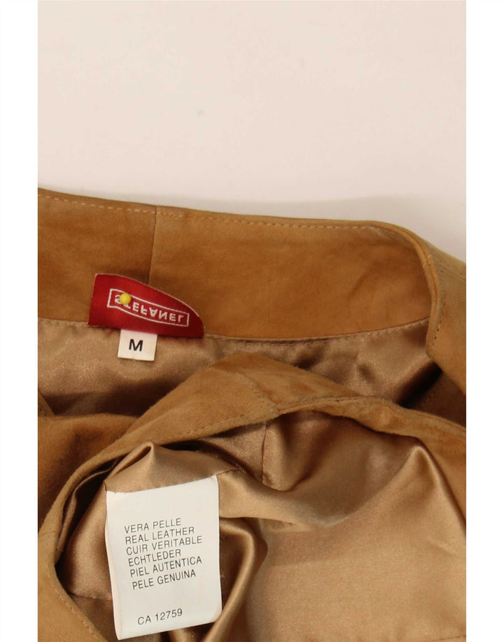 Stefanel Γυναικείο Γιλέκο UK 12 Medium Beige Δερμάτινο
