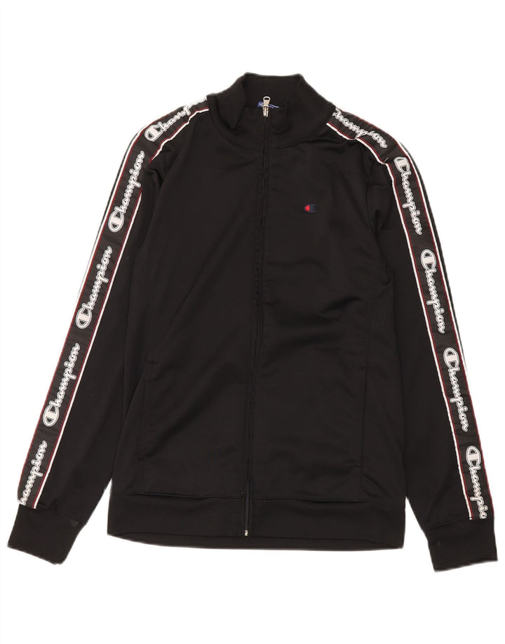 Champion Γυναικεία αθλητική φόρμα γραφικών Top Jacket UK 10 Small Black Polyester