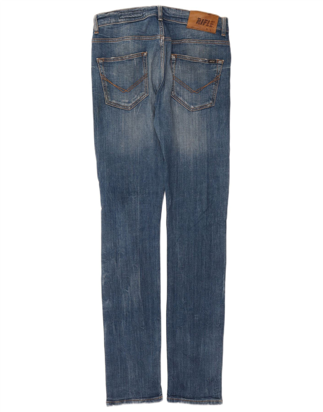Rifle Womens Distressed Slim Jeans W30 L33 Μπλε βαμβακερό