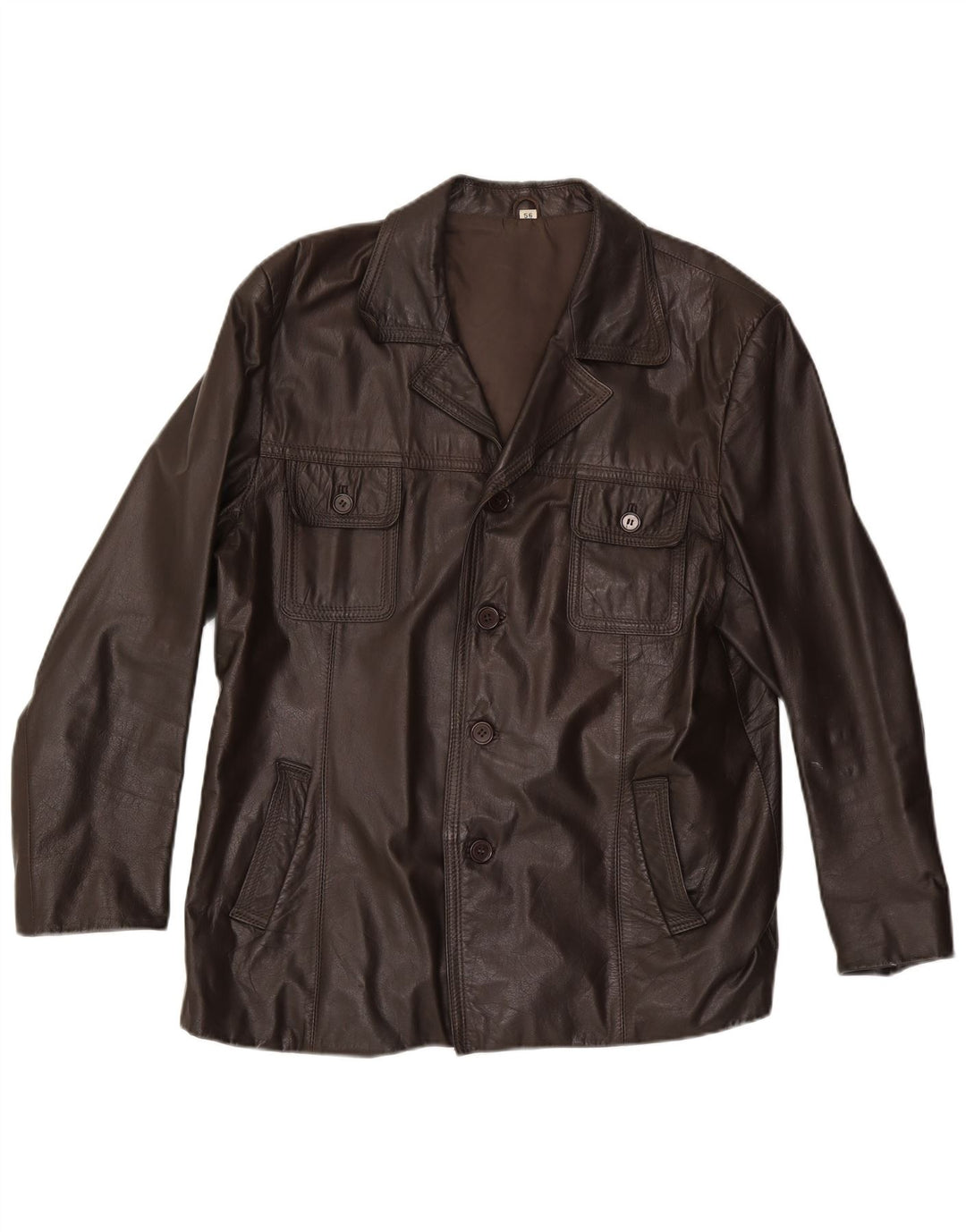 VINTAGE Ανδρικό Δερμάτινο Μπουφάν UK 40 Μεγάλο Καφέ Δερμάτινο