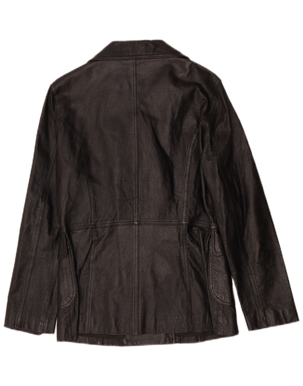 Vintage γυναικείο διπλό δερμάτινο μπουφάν UK 8 Small Black Classic