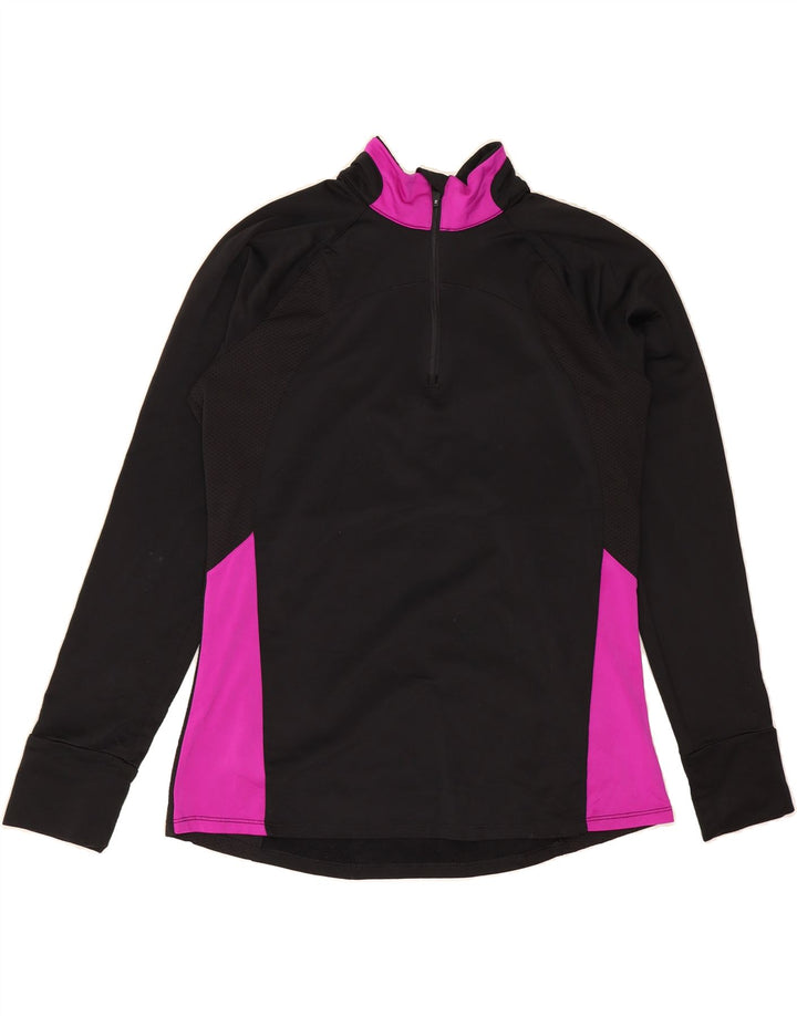 IZOD Womens Zip Neck Pullover Tracksuit Top UK 14 Medium Black Colourblock Vintage Izod and Second-Hand Izod from Messina Hembry 