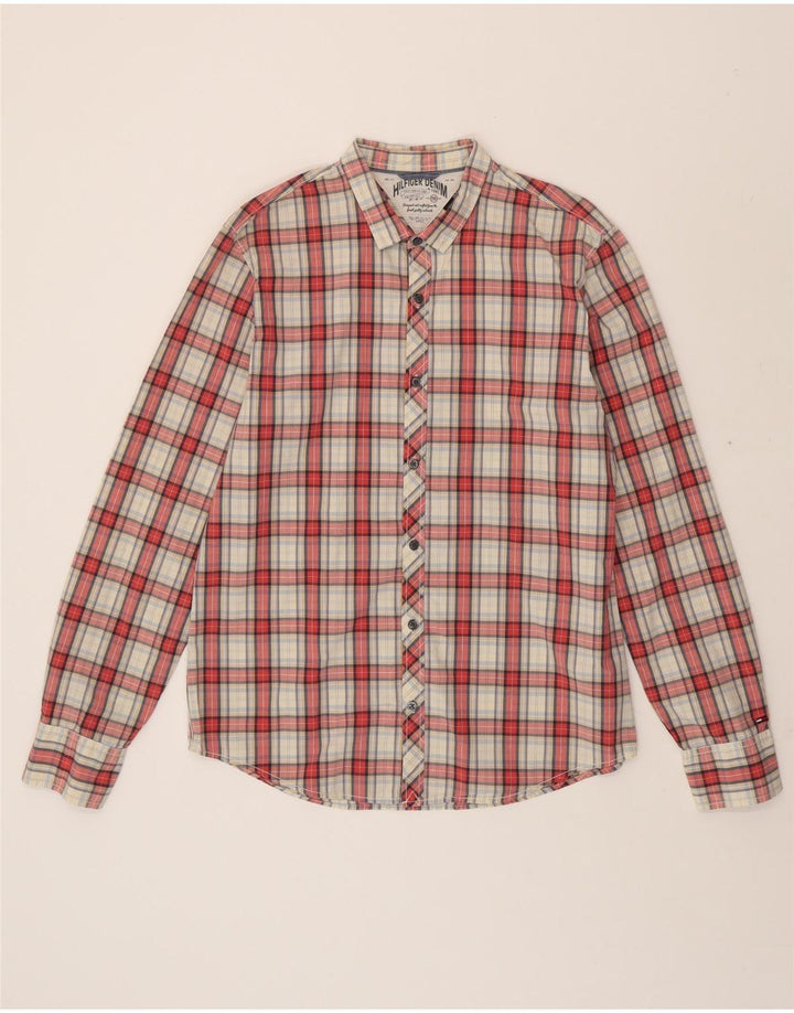 TOMMY HILFIGER Mens Shirt Large Red Check Cotton Vintage Tommy Hilfiger and Second-Hand Tommy Hilfiger from Messina Hembry 