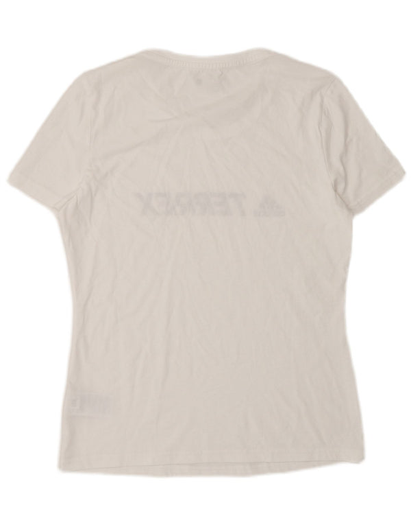 Γυναικείο γραφικό μπλουζάκι Adidas Terrex Top UK 12 μεσαίο λευκό βαμβακερό