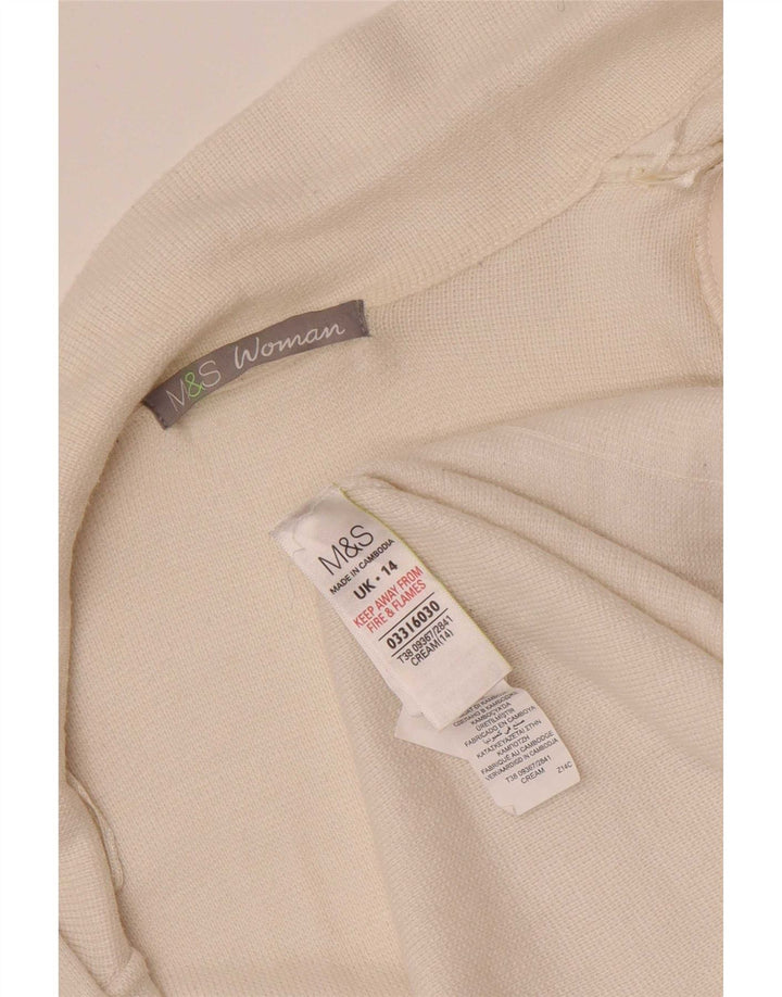 Marks & Spencer Γυναικείο ανοιχτό πουλόβερ ζακέτα UK 14 Medium Beige Polyamide