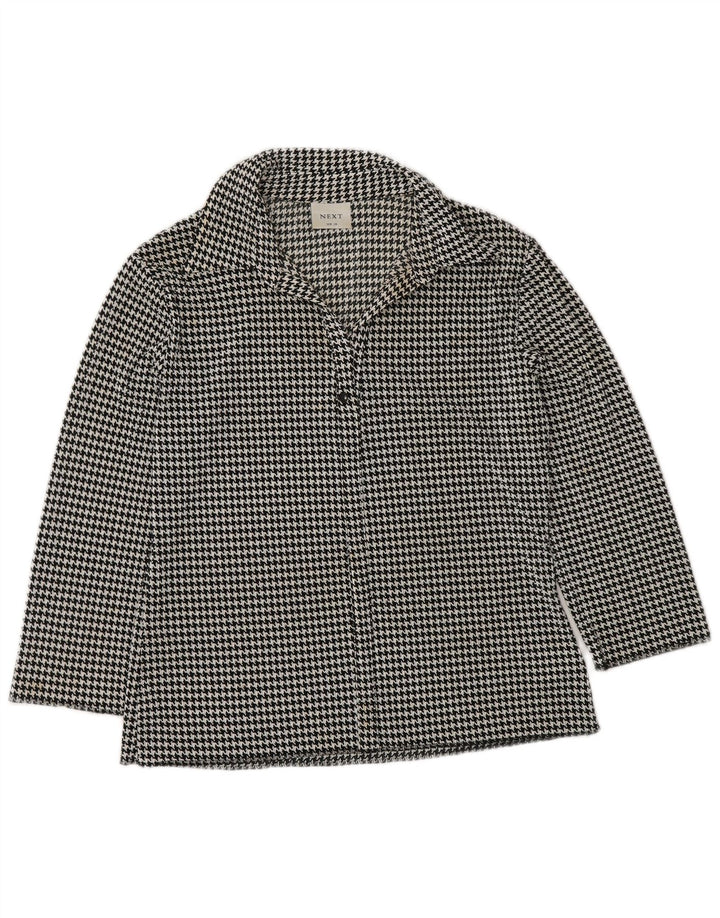 NEXT Womens 3/4 Sleeve Shirt Blouse UK 16 Large Black Houndstooth