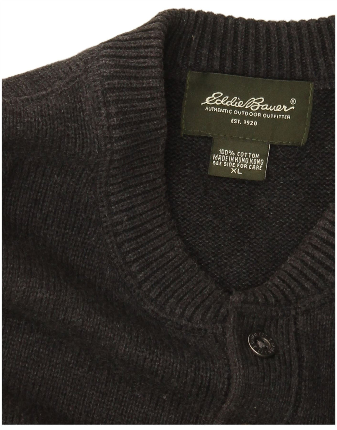 EDDIE BAUER Ανδρικό πουλόβερ με λαιμόκοψη XL Γκρι βαμβακερό