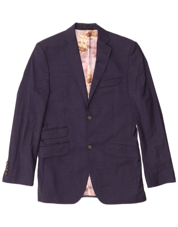 Ted Baker Ανδρικό σακάκι 2 κουμπιών UK 36 Small Navy Blue Wool