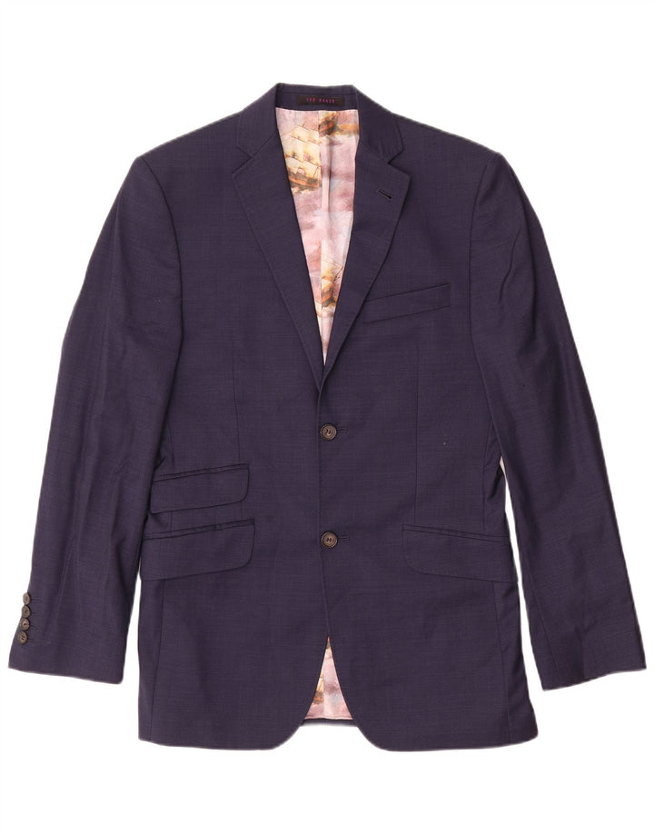 Ted Baker Ανδρικό σακάκι 2 κουμπιών UK 36 Small Navy Blue Wool