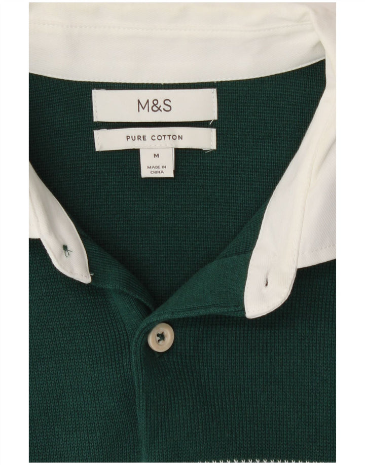 Marks & Spencer Ανδρικό πουλόβερ με λαιμό πόλο με μεσαίο πράσινο χρώμα