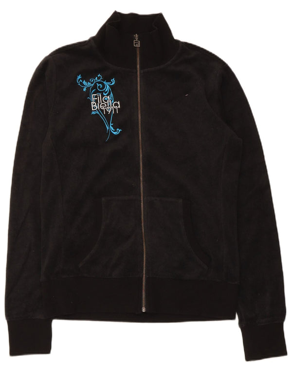 Γυναικεία φόρμα γραφικών Fila Top Jacket UK 12 μεσαίο μαύρο βαμβακερό