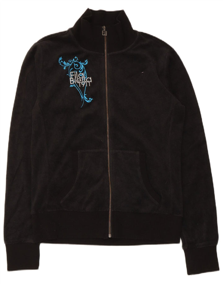 Γυναικεία φόρμα γραφικών Fila Top Jacket UK 12 μεσαίο μαύρο βαμβακερό