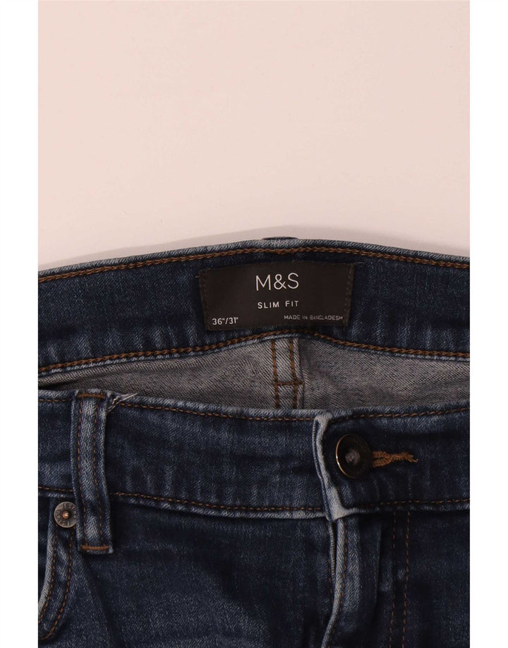 Marks & Spencer Ανδρικό Slim Jeans W36 L29 Μπλε βαμβακερό