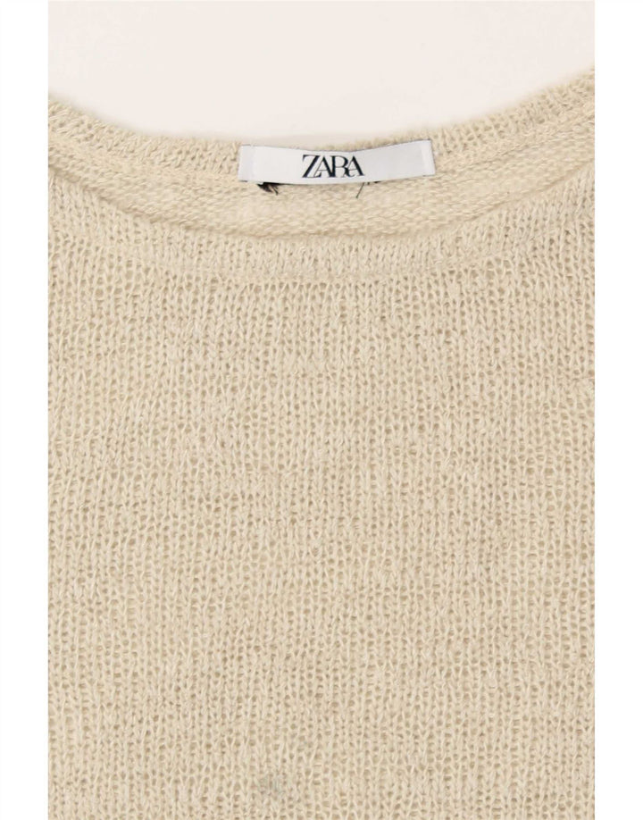 Zara Γυναικεία Πλεκτή Μπλούζα Τοπ UK 16 Large Beige