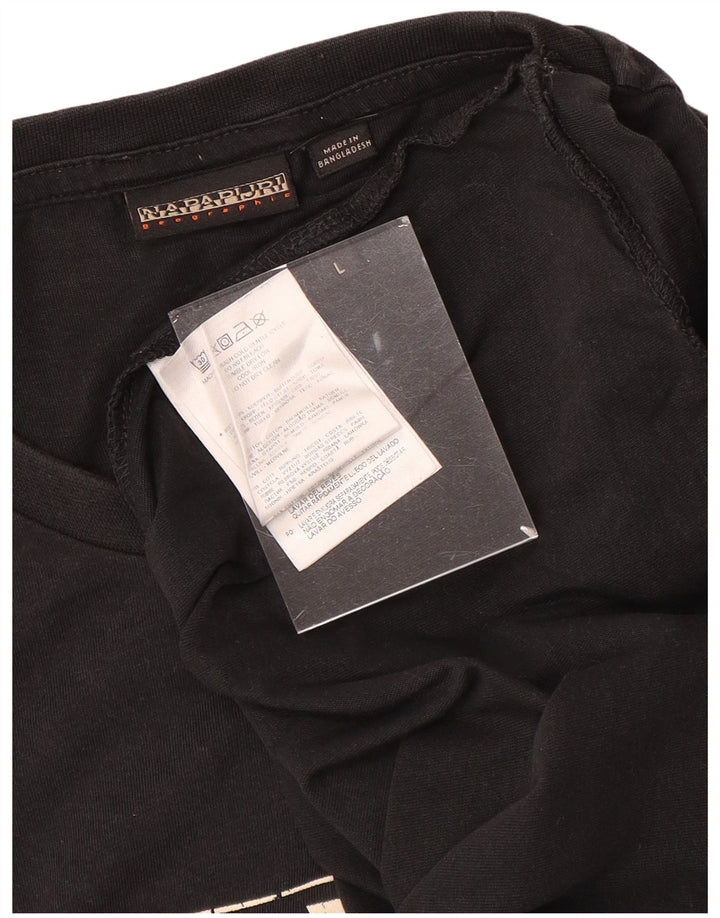 NAPAPIJRI Ανδρικό T-Shirt Geographic Graphic Top μεγάλο μαύρο βαμβακερό