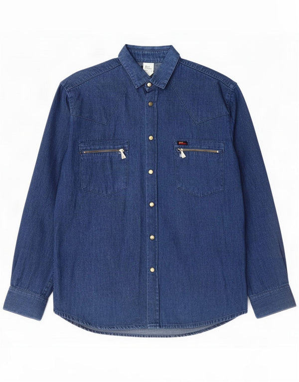 Roy Rogers Mens Denim Shirt Medium Blue Cotton