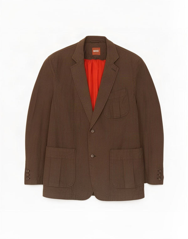 Ανδρικό σακάκι σακάκι Hugo Boss με 2 κουμπιά EU 54 2XL καφέ βαμβακερό