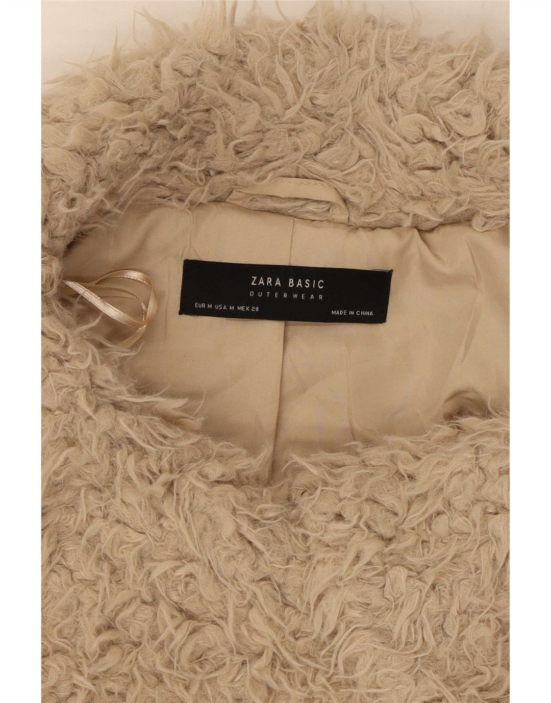 Zara Γυναικείο Μπουφάν από Faux Fur UK 14 Medium Beige Polyester