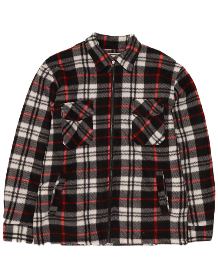 Vintage Ανδρικό Sherpa Ξυλοκόπος Φανελένιο πουκάμισο Μεσαίο μαύρο καρό πολυεστέρα