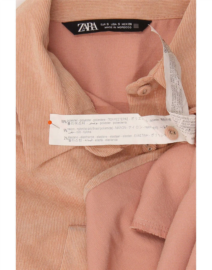 Zara Γυναικείο βελούδινο πουκάμισο UK 10 Small Pink Polyester
