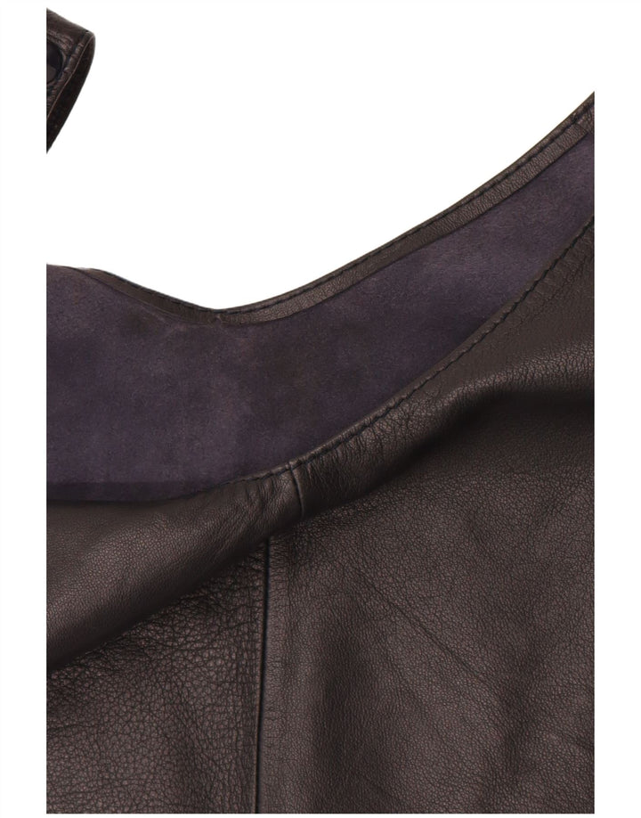 VINTAGE Γυναικείο Δερμάτινο Crop Top UK 12 Medium Black