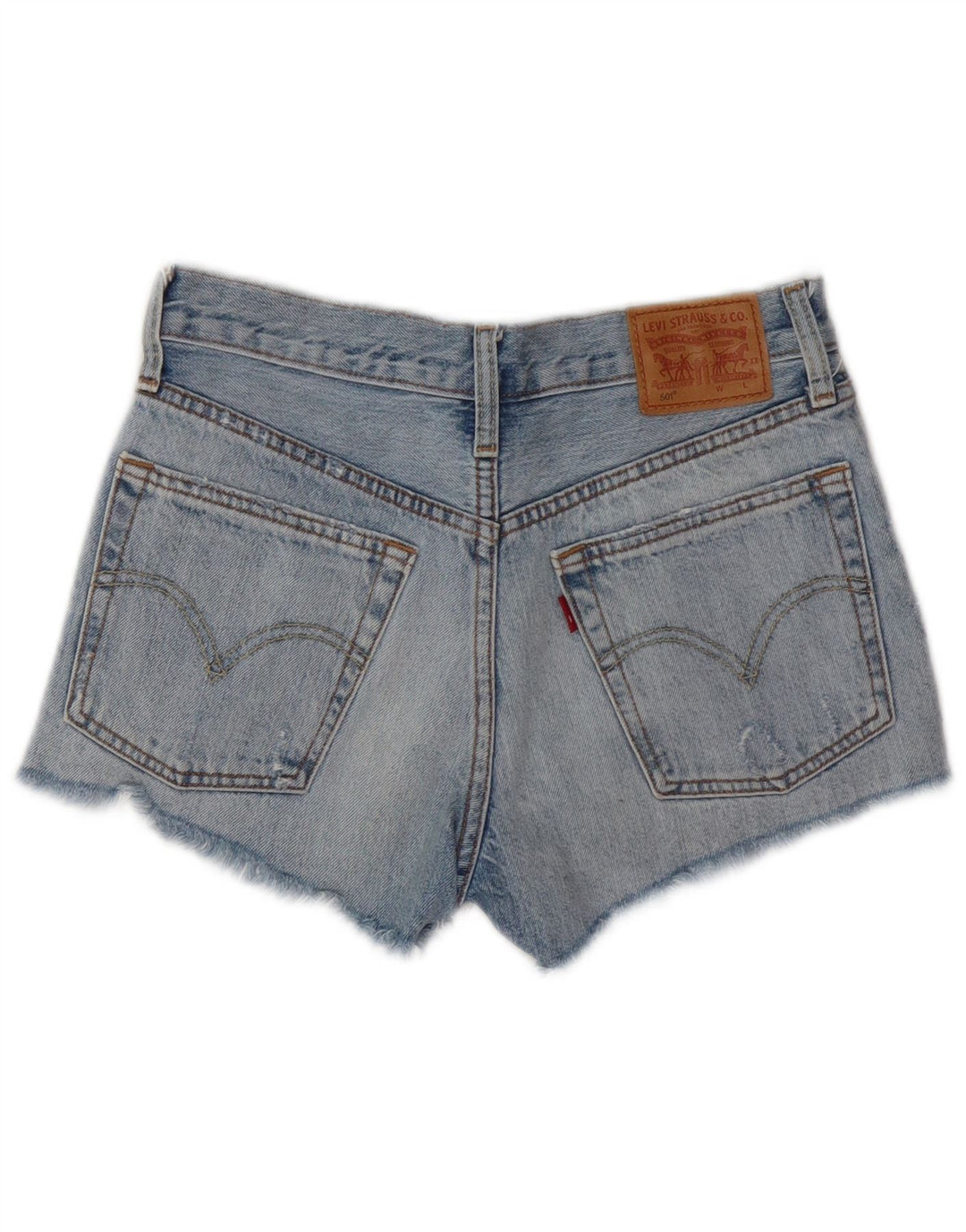 LEVI'S Womens 501 Distressed τζιν σορτς W24 XS Μπλε βαμβακερό