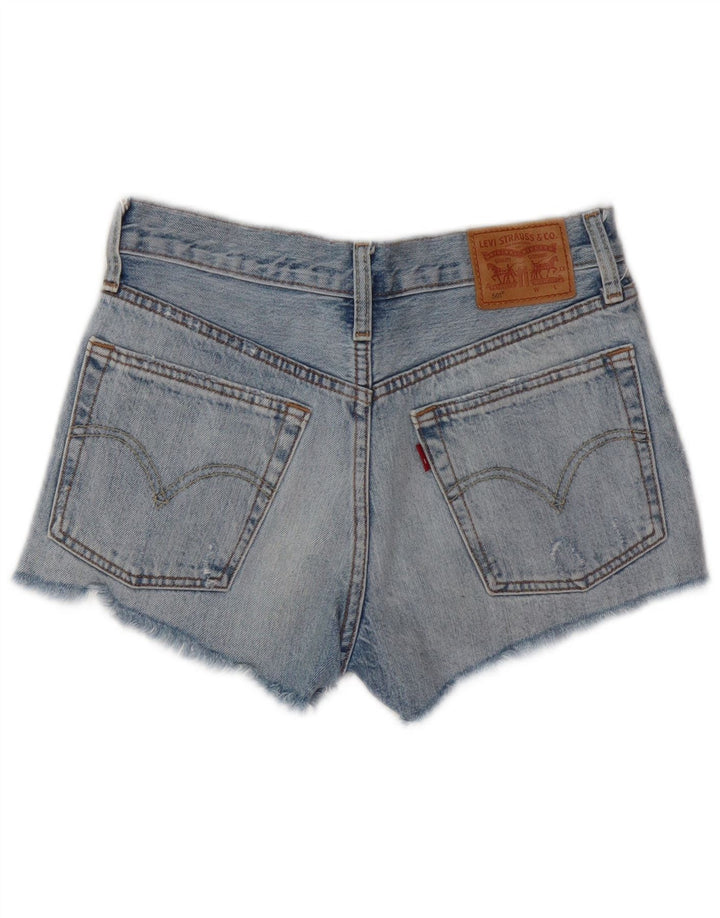LEVI'S Womens 501 Distressed τζιν σορτς W24 XS Μπλε βαμβακερό