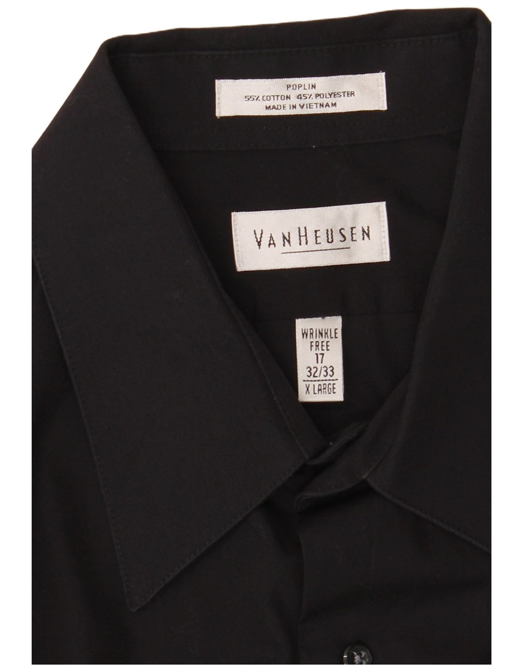 Ανδρικό πουκάμισο Van Heusen 17 XL Μαύρο βαμβακερό