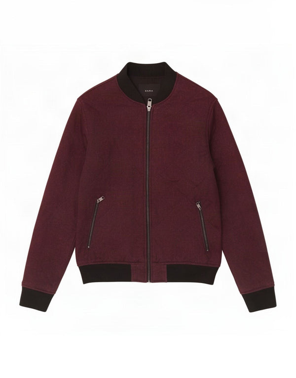 Zara Ανδρικό Bomber Jacket UK 36 Small Burgundy Colorblock Polyester