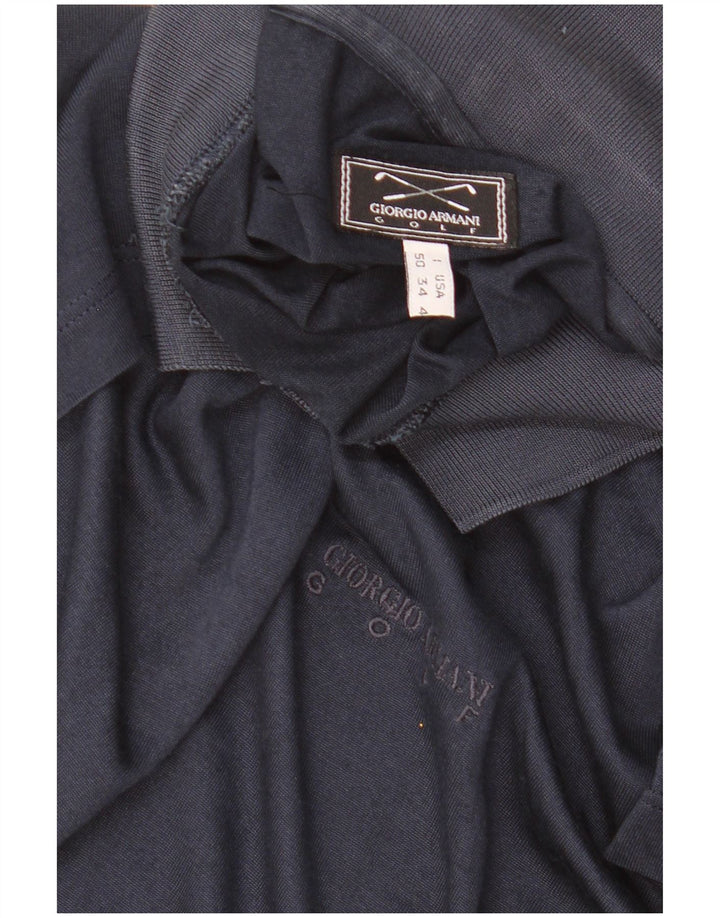 GIORGIO ARMANI Ανδρικό μπλουζάκι πόλο IT 50 Medium Navy Blue Silk