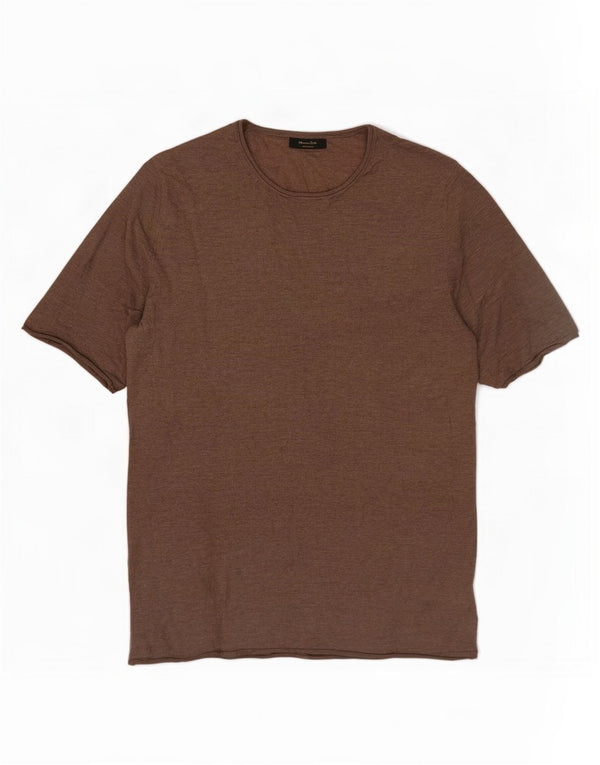 Massimo Dutti Womens Crew Neck Jumper Sweater UK 10 Small Brown