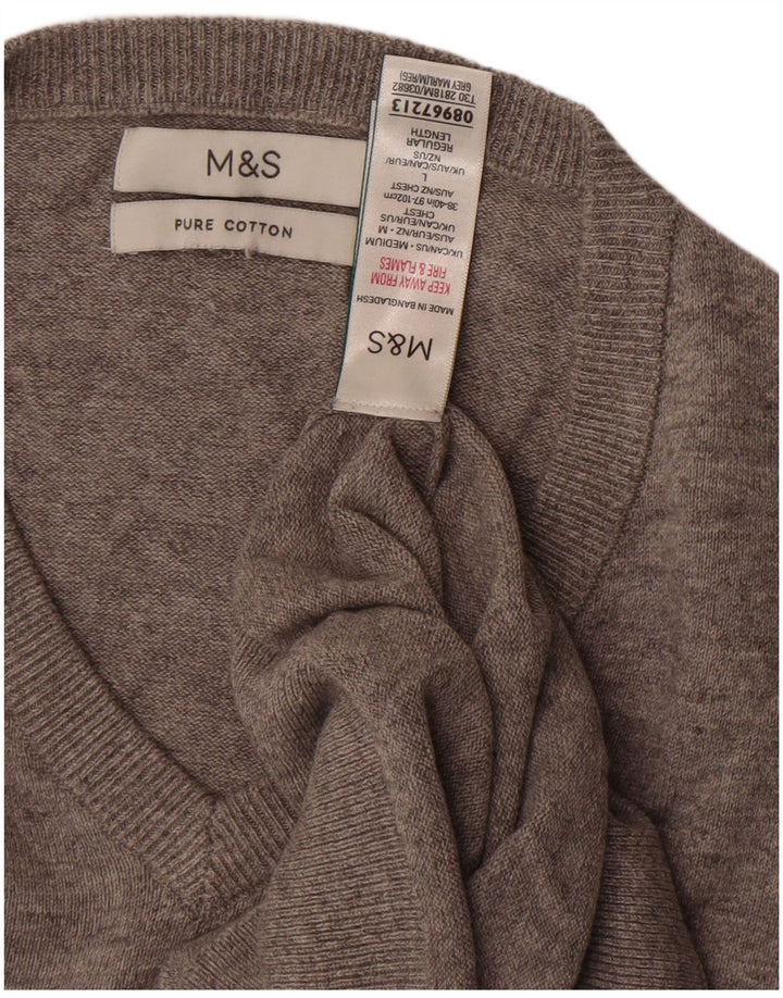 Marks & Spencer Ανδρικό πουλόβερ με λαιμόκοψη V-λαιμόκοψη μεγάλο γκρι βαμβακερό