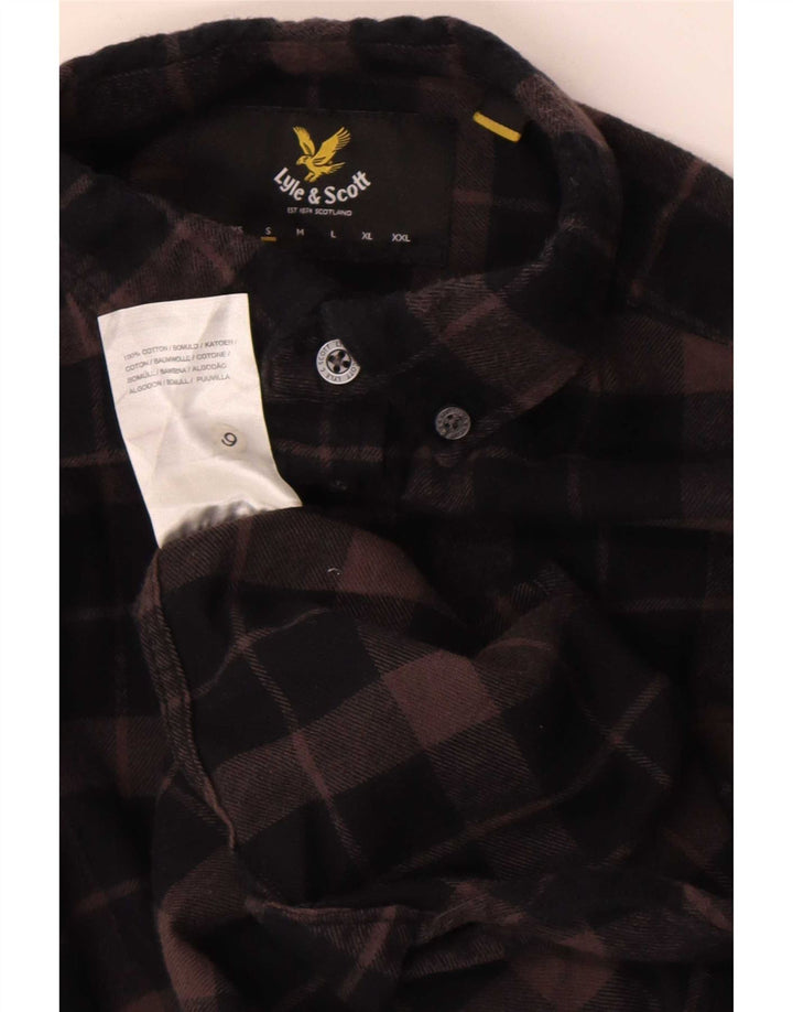 Ανδρικό φανελένιο πουκάμισο Lyle & Scott, Μικρό καφέ βαμβακερό