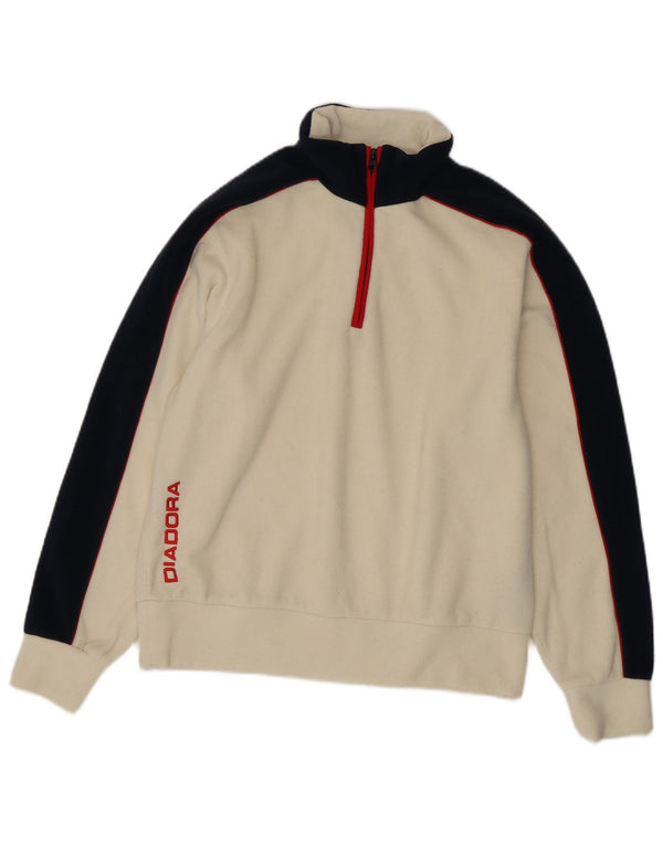 Diadora Γυναικείο γραφικό φλις jumper UK 14 Medium Off White Colourblock