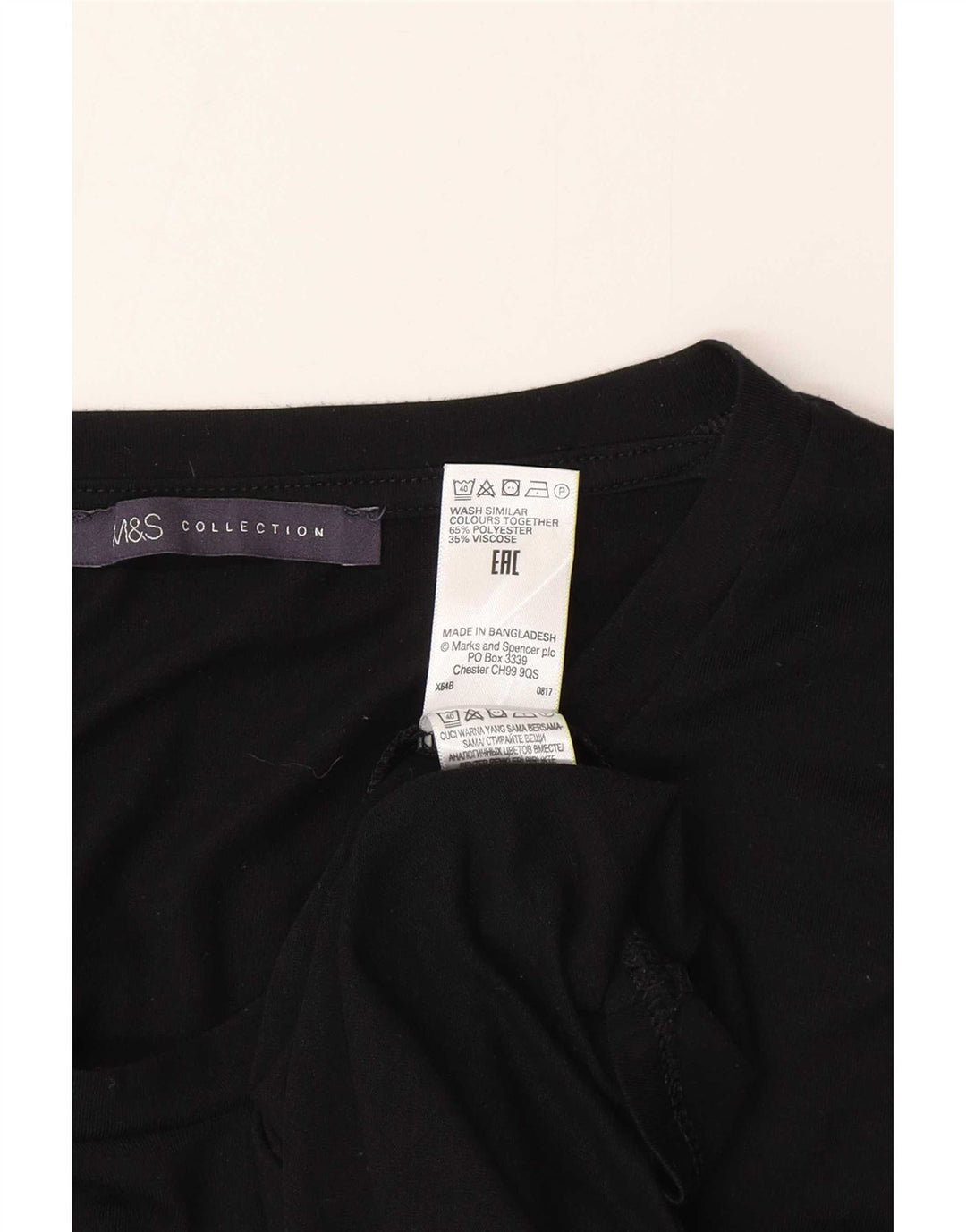 Marks & Spencer Γυναικείο τοπ μακρυμάνικο UK 10 Small Black Polyester