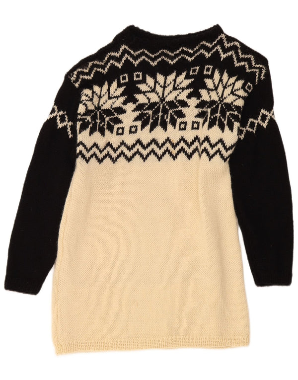 Vintage γυναικείο πουλόβερ με λαιμό σκάφος UK 10 Small Beige Fair Isle