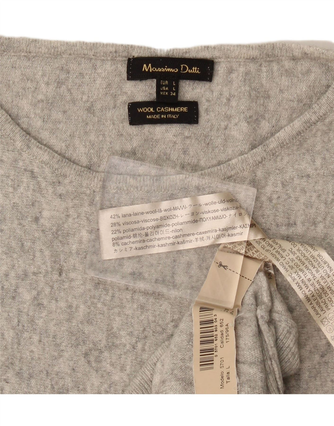 Massimo Dutti Γυναικείο πουλόβερ με λαιμόκαυστο UK 16 μεγάλο γκρι μαλλί
