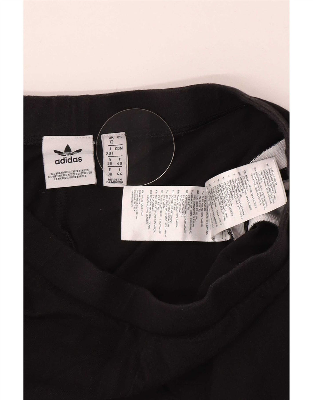 Γυναικεία γραφικά κολάν Adidas UK 12 μεσαίο μαύρο βαμβακερό
