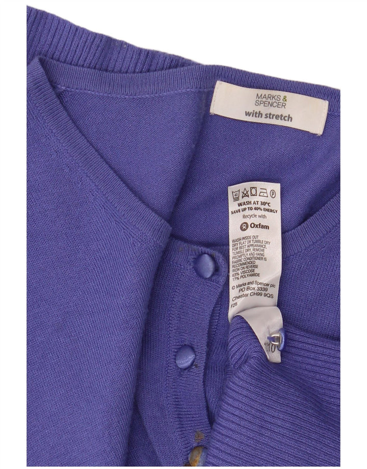 Marks & Spencer Γυναικείο πουλόβερ Crop Cardigan UK 14 Medium Purple Viscose