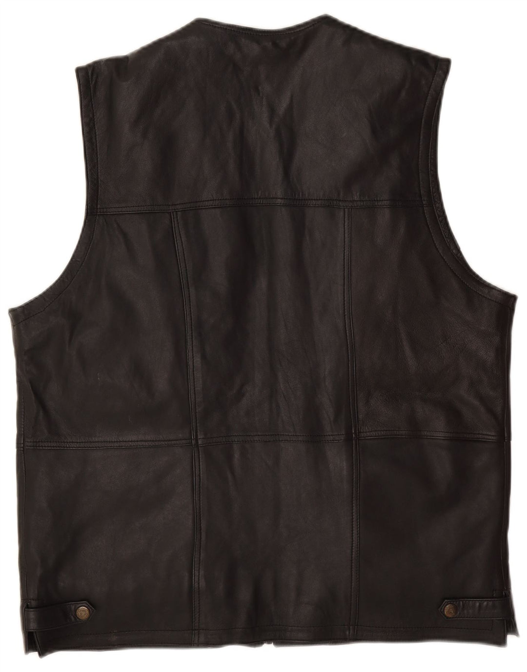 Vintage Ανδρικό Δερμάτινο Gilet UK 42 XL Μαύρο Δέρμα