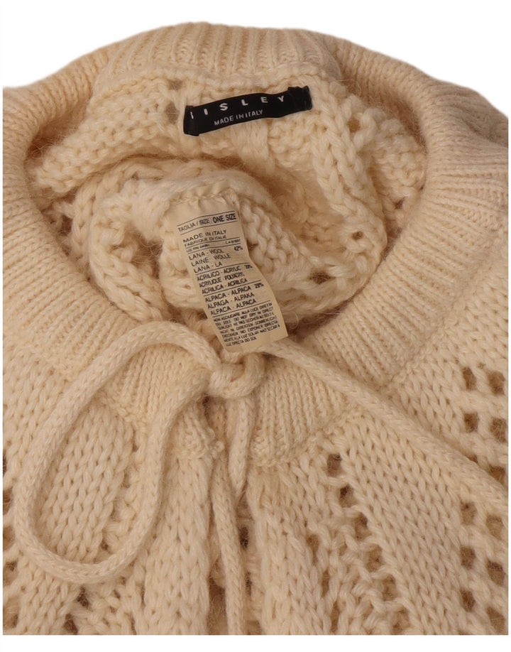 Sisley Γυναικείο Poncho Jumper One Size Off White Wool